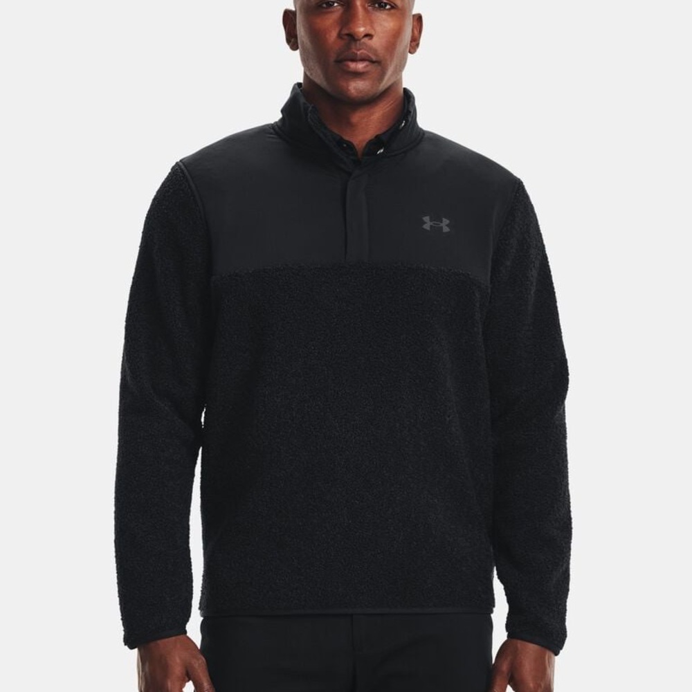 Sherpa Fleece UNDER ARMOUR Men's GOLF Sweater Black M Pile 1/4 Snap Sweatshirt